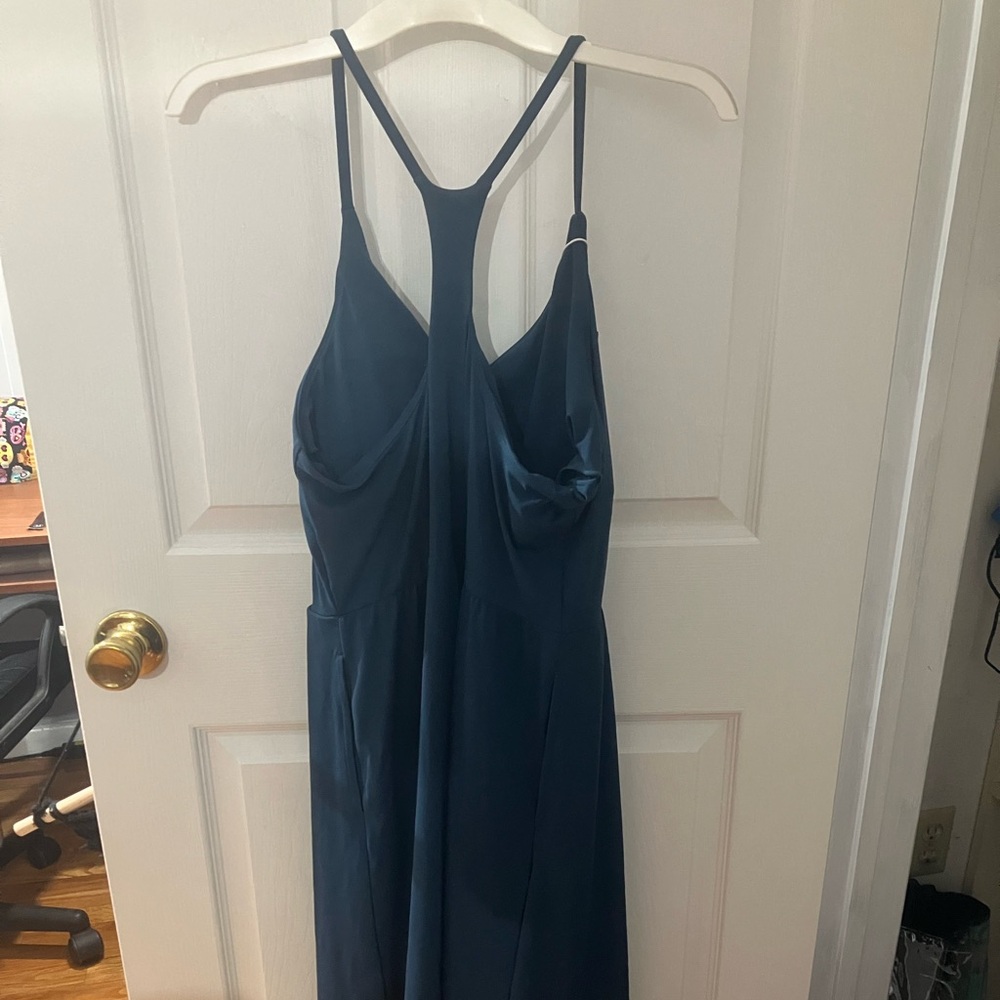 Never worn blue halara racer back dress w pockets! Has built in bra w cups